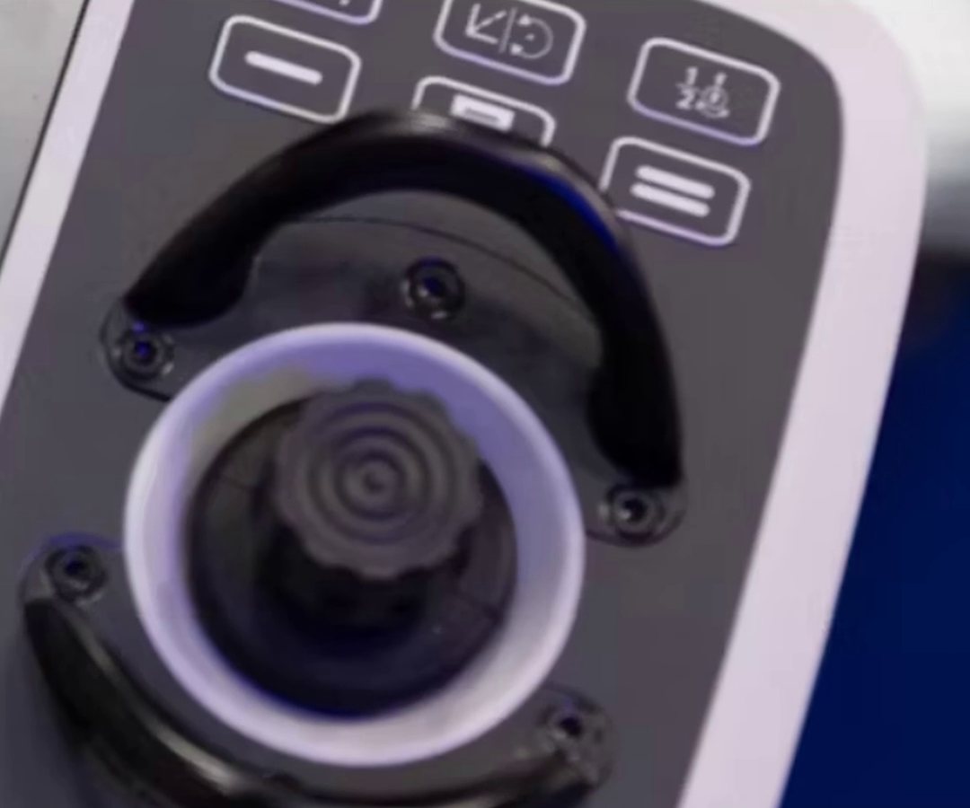 Close-up of the joystick on the ABB FlexPendant